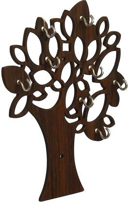 jaishreeshyamcollectionTM Tree shape wood cuting home decorative item and wall decor key holder Wood Key Holder