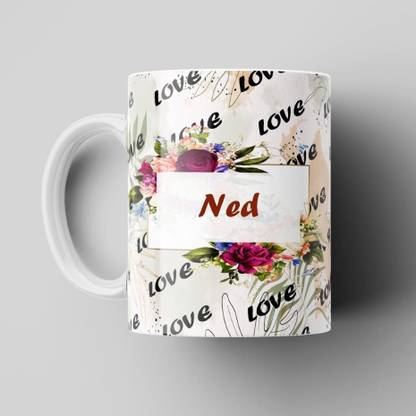 Beautum Love Ned Romantic Name White Ceramic Coffee Best Gift For Loved Ones Model No:BLVNM014227 Ceramic Coffee Mug
