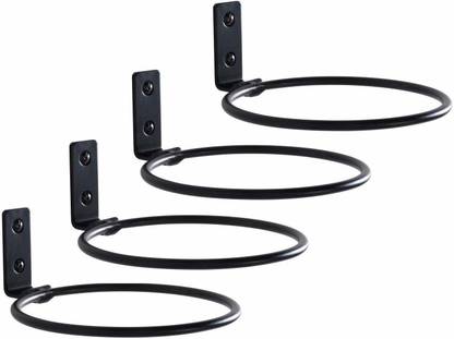 AppEasy Metal Hanging Ring Shape Pot Stand 4 pc(Black -18x18x7 cm) Plant Container Set