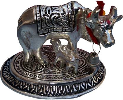 Anant Kamdhenu Cow With Calf Gai-Bachra Idol Decorative Showpiece  -  6 cm