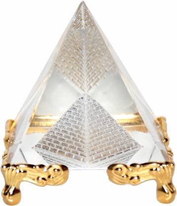 9tees Mart / Vastu / Feng Shui / Crystal Pyramid - For Positive Energy & Vastu Correction For Good Luck Health Wealth Prosperity And Happiness Decorative Showpiece - 6 cm