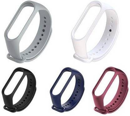 Like Star Soft Silicon Replacement Brand Strap For Band 3 & 4 _ Pack of 5 (grey,white,black,navy blue,wine red) Smart Band Strap