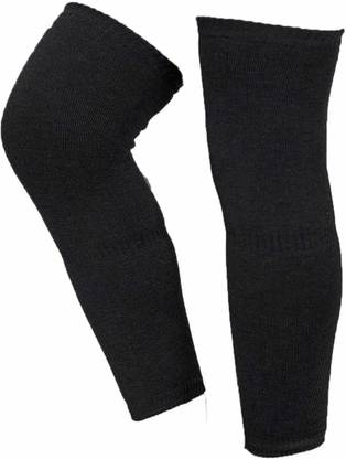 GAIBOVA Unisex Knee Warmers, Woolen Elastic Support Leg Knee Winter Protector_Black Knee Support