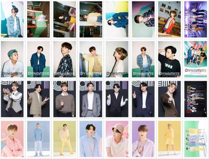 AB Posters BTS Dynamite (B)Photo Postcard Lomo Cards (Set of 32) with 5 Photo Clips and 1 String Pack of 38