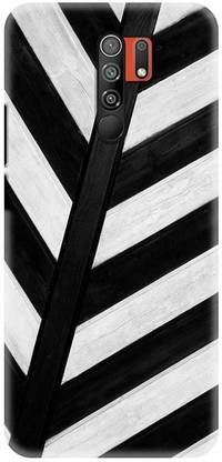 NDCOM Back Cover for Redmi 9 Prime Black And White Stripes Abstract Printed