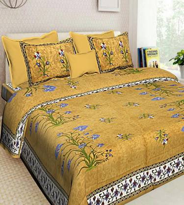 DREAMPOINT 210 TC Cotton King Floral Flat Bedsheet
