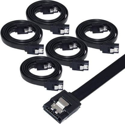 EXPERTRONICS  TV-out Cable SATA 3 6.0 Gbps Data Cable with Locking Latch for HDD & SSD - Black pack of 5