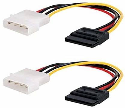 ATEKT Power Sharing Cable 0.15 m 4 Pin Molex to SATA Power Cable Adapter for Internal Hard Disk Drive, HDD, SSD & DVD Writer pack of 2