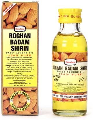 Hamdard RAUGHAN-E-BADAM SHIREEN | 100ML |Cold Pressed 100% Almond Hair Oil | Hair Oil