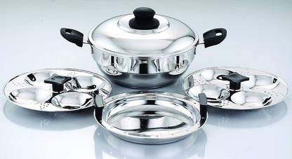 Pigeon Stainless Steel Multi Kadai Regal 8 Induction & Standard Idli Maker