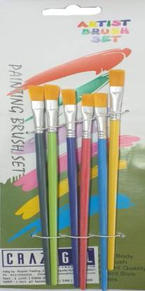 CRAZYGOL Multicolor Printing Brush Set of 6 Flat