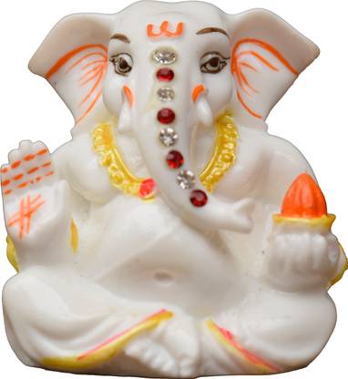 Sai Mauli Creation White ganesh Decorative Showpiece  -  6.5 cm