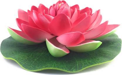 Divine Style Ltus Flower (Red & White) Red, Green Lotus Artificial Flower