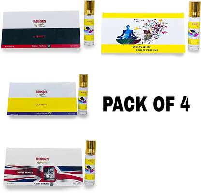 Reborn Naturals COLLER PERFUME (Pack of 4) Floral Attar