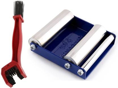 GrandPitstop Paddock Stand Wheel Roller for Cleaning and Lubrication (Bikes < 170 Kgs and Tyre Width <170 mm) with Motorcycle Chain Cleaning Brush Red Combo