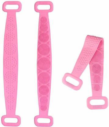 Kariyani Fashion Hub EASY Silicone Bath Body Brush, Exfoliating Long Silicone Body Back Scrubber, Strong Rub Back Mud Silica Gel Bath Towel, Silicone Double-Sided Back Scrub-Pink