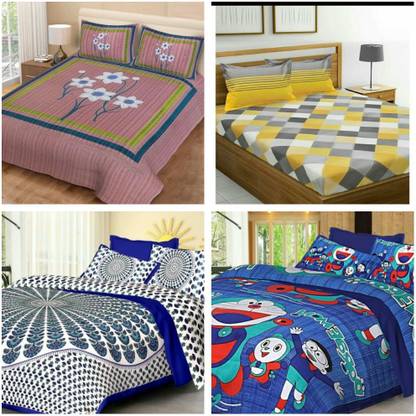 Jiya Cotton Bed Sheet 199 TC Cotton Double Printed Flat Bedsheet