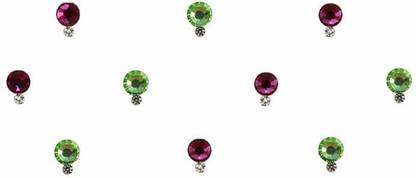 Comet Busters Green and Pink Swarovski Crystal Bindi Forehead Multicolor Bindis