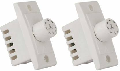 STAR SUNLITE Polycarbonate 7 Step Type Fan Regulator Non-Modular Switch (White, 5.5 x 2.4 cm) 2 Pieces Step-Type Button Regulator