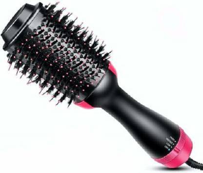 trideno HAIR DRYER HOT AIR BRUSH WITH BLOWER (1000 W) ONE STEP HAIR DRYER AND STRAIGHTENER Hair Straightener (Black Pink)) HSB-011 Hair Straightener Brush