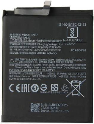TECHQPMENT Mobile Battery For  Xiaomi Redmi Redmi 6 Redmi 6A 6 BN37 Compatible A Grade MI 6A BATTERY BN37 (ORIGINAL TESTED BACKUP GUARANTEED 100%)