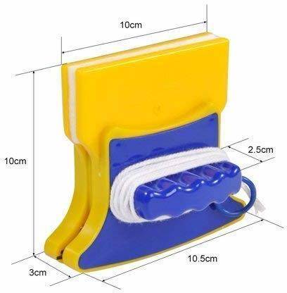 PARVPARI Magnetic Window Cleaner Double-Side Glazed Square Two Sided Glass Cleaner Sponge Wet and Dry Brush