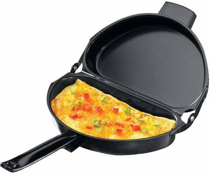 Ergode Non Stick Folding Stainless Steel Omelette Pan for Omelet Frying Fry Pan 5 cm diameter with Lid 1 L capacity