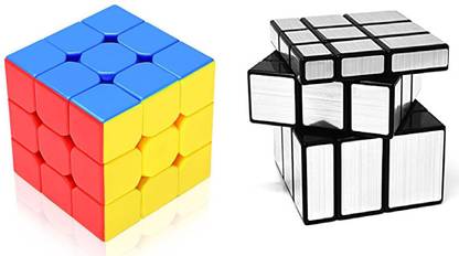 ALLAMWAR Rubik's Cube 3x3 Stickerless, Silver Mirror Cube - Combo of 2