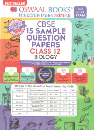 Oswaal Books Cbse 15 Sample Question Papers ( Class - 12 ) Biology