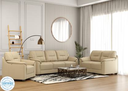 Muebles Casa Croma Leatherette, Beige Sofa Living Room Set