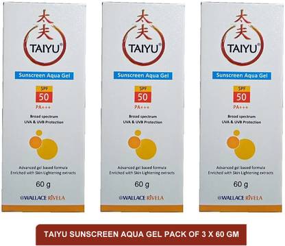 Taiyu Sunscreen - SPF 50 PA+++ sunscreen aqua gel - UV Protection gel(pack of 3)60g