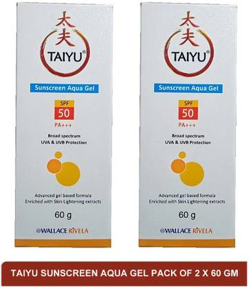 Taiyu Sunscreen - SPF 50 PA+++ sunscreen aqua gel - best sunscreen gel(pack of 2)60g