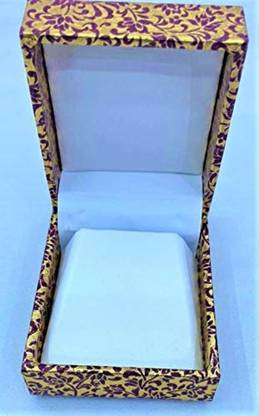 FebTech Golden 3D Pattern Earring/Pendant Box for Women Size 7x7x7 cm Single Pair Earrings Storage Necklace Box Vanity Box