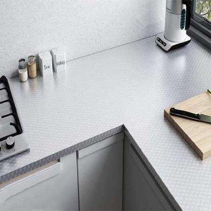 Luxafare 61 cm Self-Adhesive and Heat Resistant Backs plash Oil proof and Waterproof Decorative Aluminum Foil Stickers For Kitchen Walls, Cabinets, Drawers and Shelves Sticker(Pack of 1) Self Adhesive Sticker