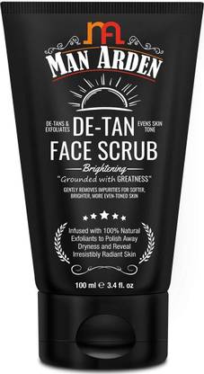 Man Arden De Tan Brightening Face Scrub 100ml - De-Tans & Exfoliates Skin - With Vitamin C Scrub