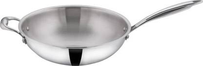 Vinod Cookware Vinod Platinum Triply Stainless Steel Wok, 26 cm Wok 3.2 L capacity 26 cm diameter