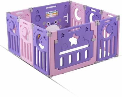 baybee BAYBEE Playard Kids with 10 Castle Panel, Smart Folding and Portable Activity with Safety Locking, Play Gate Fence Upto 3 Yrs Safety Gate