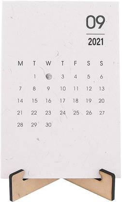 woodcraft Minimal Desk Calendar 2021 on Handmade Paper for Office and Desk 2021 Table Calendar