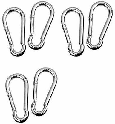 SIGNATRON Snap Hook Carabiner/Hook Swing Connector/Heavy Duty Multipurpose Silver- Pack of 6 Locking Carabiner
