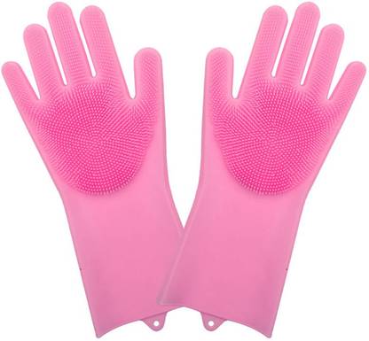 kukmak Household Safety Wash Scrubber Heat Resistant Kitchen Gloves for Dish washing, Cleaning, Gardening Wet and Dry Glove Wet and Dry Glove