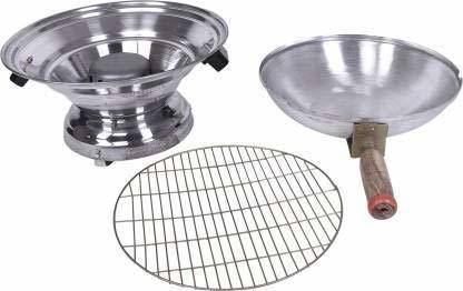 maa narmada Maa Narmada Aluminum Tandoor Bati Maker Baking Oven, 25 x 25 x 35 cm, 1 Piece, Silver Gas Tandoor, Barbecue Grill Food Steamer Cookware Set (Aluminium, 1 - Piece) Induction Bottom Non-Stick Coated Cookware Set