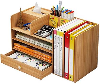 OET 7 Compartments Wooden DIY Wooden Office File Desktop Storage
