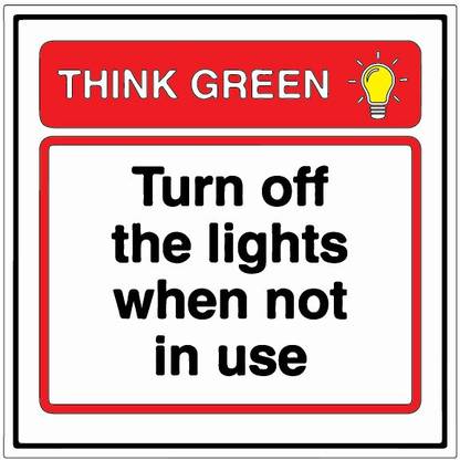 VVWV TURN OFF THE LIGHTS WHEN NOT IN USE SIGN STICKER Emergency Sign