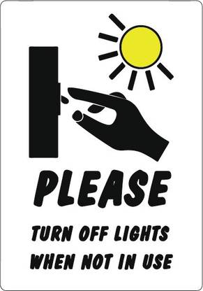 VVWV PLEASE TURN OFF LIGHTS WHEN NOT IN USE SIGN STICKER Emergency Sign