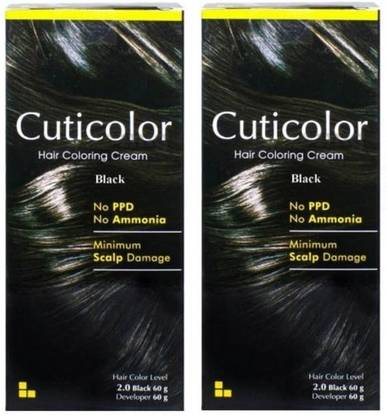 ZYDUS cuticolor hair coloring cream black 60gm pack of 2 , black