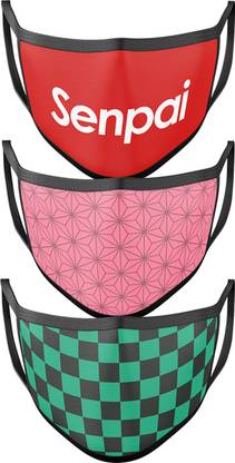 ComicSense Re-Usable Unisex Senpai, Nezuko & Tanjiro Cloak Printed Reusable, Washable Cloth Mask