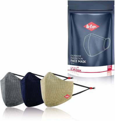 LEE COOPER Lightweight Multi-Layer Denim Face Mask For Outdoor Protection, Super Breathable & Reusable Cloth - Pack of 3 LCDNMGRYMLTPO3 Reusable, Washable Cloth Mask With Melt Blown Fabric Layer