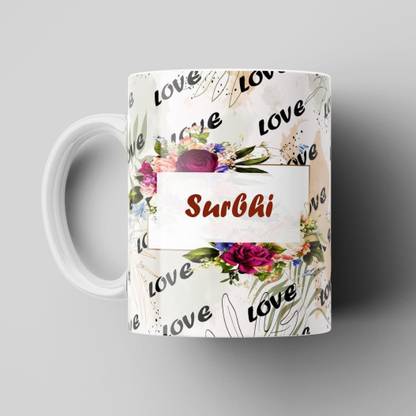 Beautum Love Surbhi Romantic Name White Ceramic Coffee Best Gift For Loved Ones Model No:BLVNM021496 Ceramic Coffee Mug