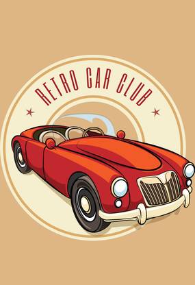 Retro car club Paper Print