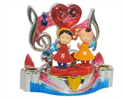 Anant Gift Gallery KISS MOPPEET COUPLE WITH ROATIATION & MUSIC WITH FLASH LIGHTS Decorative Showpiece  -  13 cm